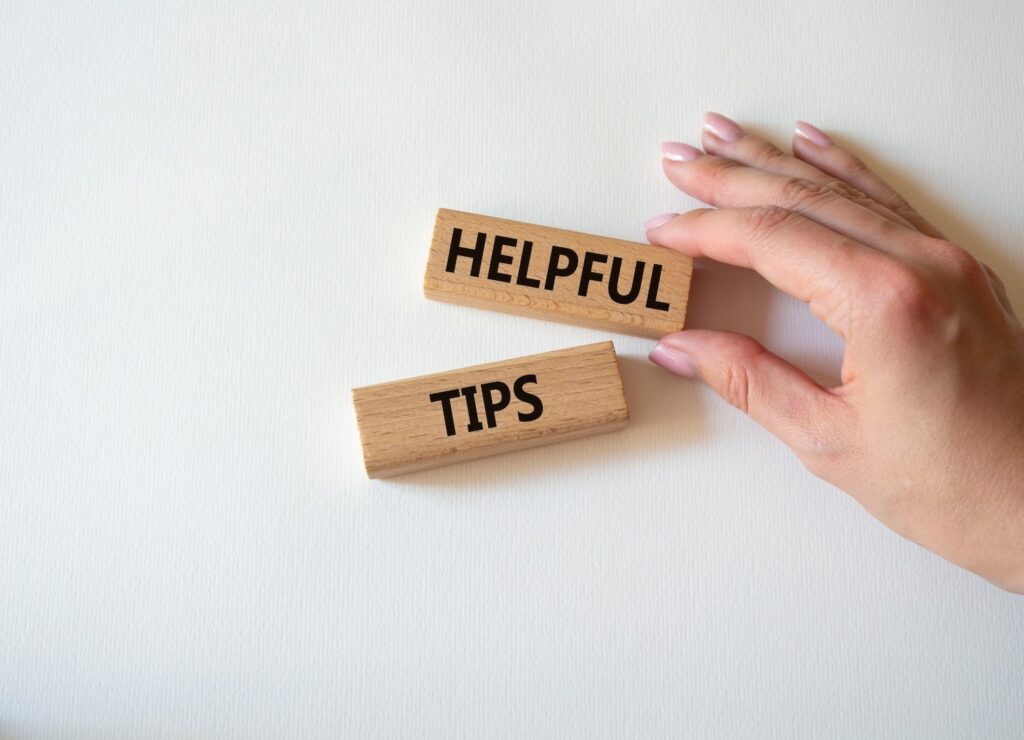 Blocks with the words "helpful" and "tips" written on them